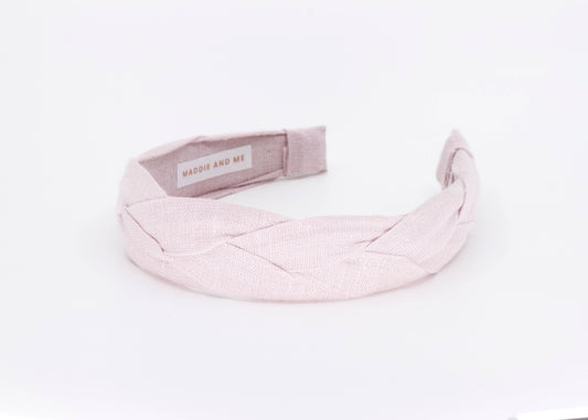 Solid Light Pink Braided European Linen Headband