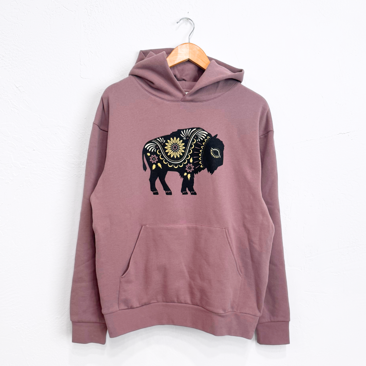 The Montana Scene - Adult Hoodie - Floral Bison Orchid