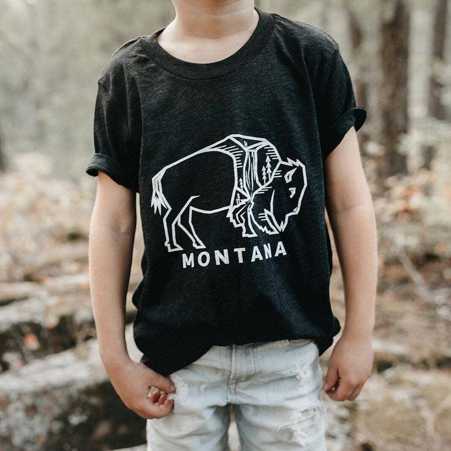 The Montana Scene - Kids Tees - Bison Charcoal