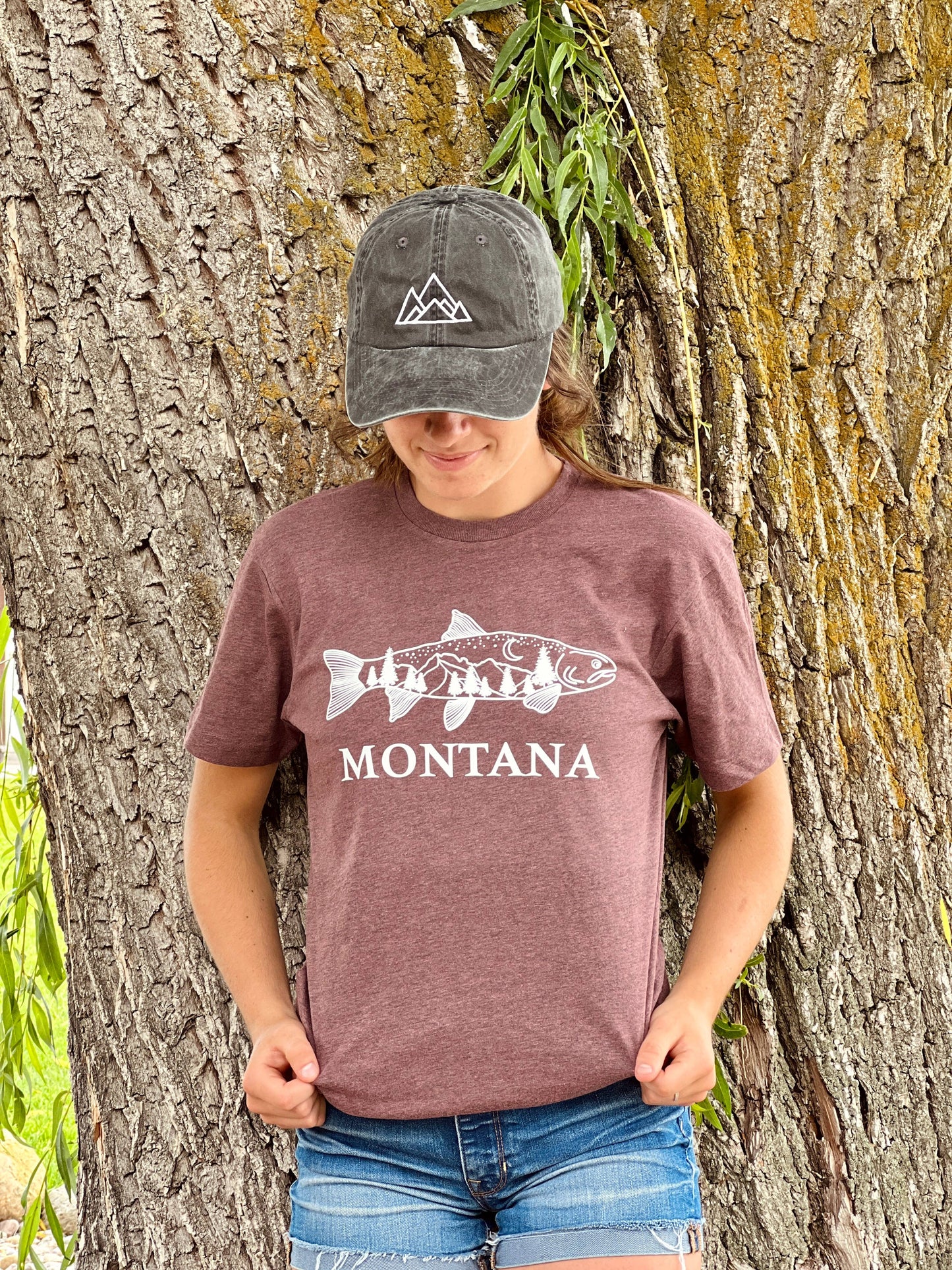 Made of Mountains - Adult Tee - Trout - Burgundy