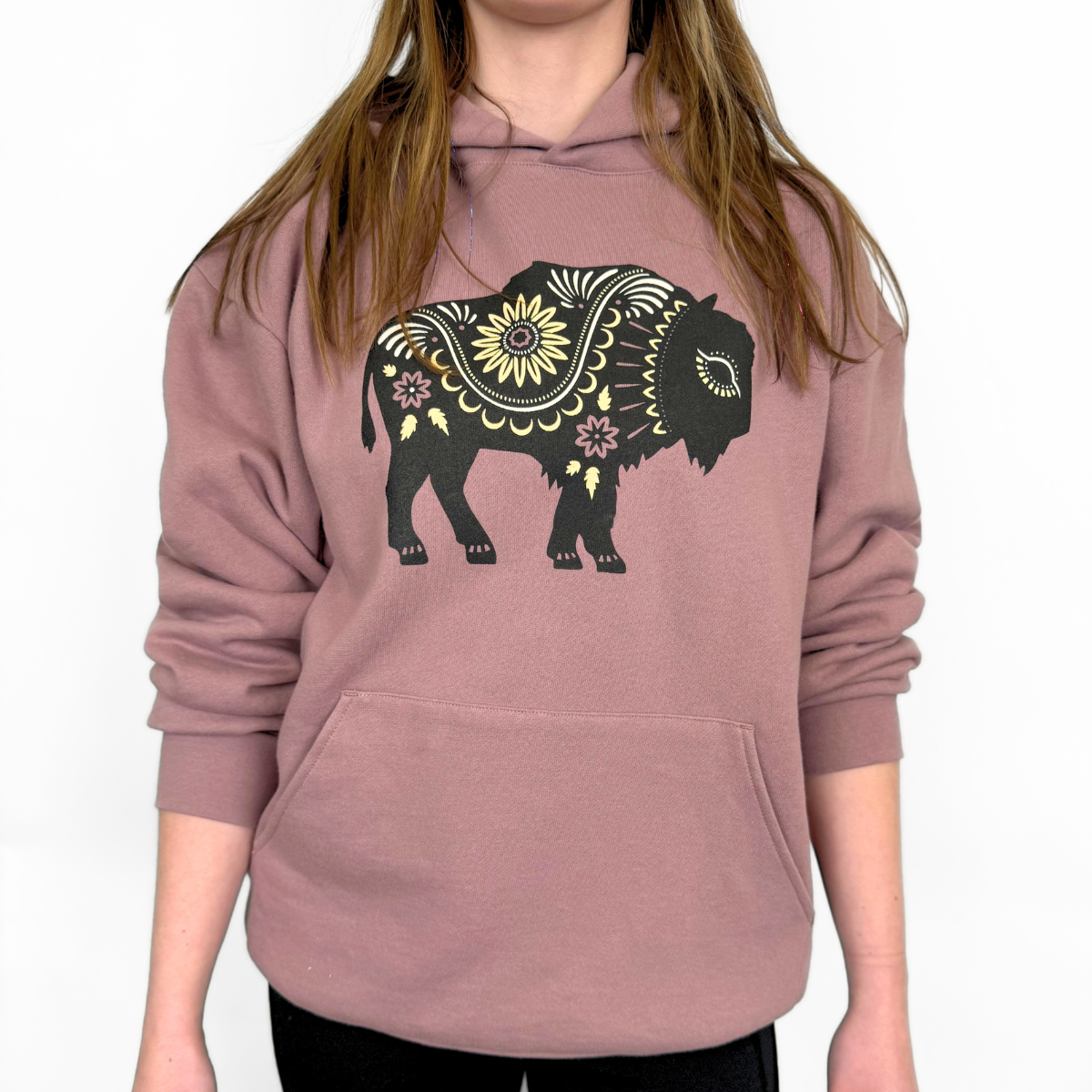 The Montana Scene - Adult Hoodie - Floral Bison Orchid