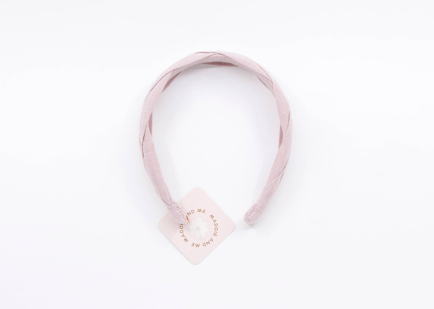 Solid Light Pink Braided European Linen Headband 