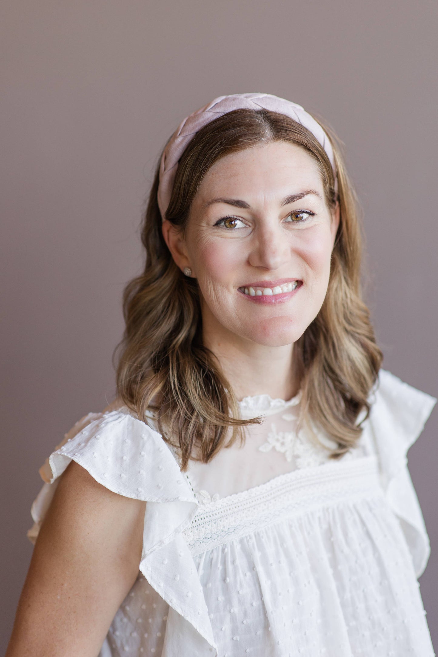 Solid Light Pink Braided European Linen Headband 