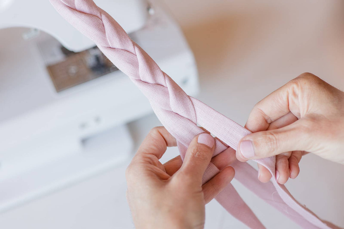 Solid Light Pink Braided European Linen Headband 
