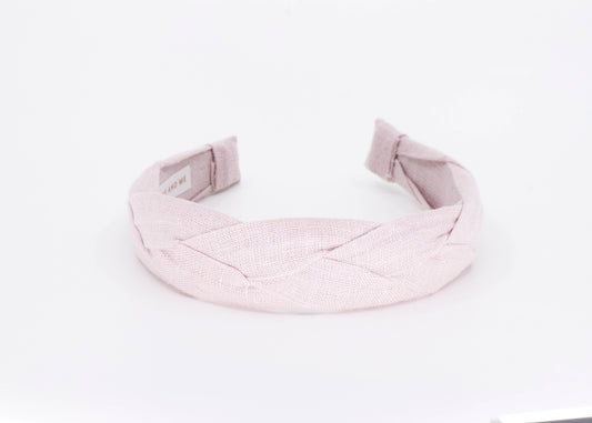 Solid Light Pink Braided European Linen Headband 